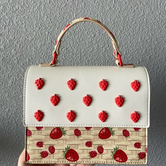 Betsey Johnson White and Red Strawberry Mini Bag - Picture 1 of 4